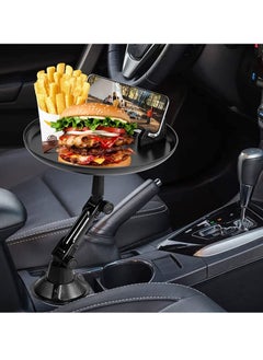 ELTRAZONE Car Cup Holder Tray, Car Tray Table with Phone Holder, Adjustable Car Tray Perfect for Eating in The Car  - Image 2
