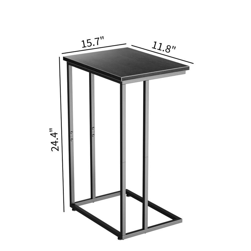 Innerjoin Wide C Side Table,C Couch Table with Metal Frames, Small Snack End Table for Couch and Bed, Retro Laptop C Table, Living Room and Bedroom, Industrial Style, Black - Image 2