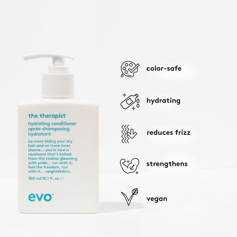EVO The Therapist Hydrating Conditioner Moisturising Conditioner for Dry and Coloured Hair Gives Suppleness Shine and Reduces Frizz Vegan SulphateFree 300 ml - Image 3