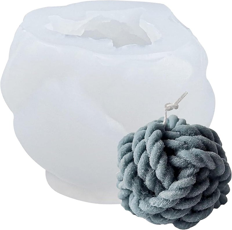 SOFTCREATO Woolen Ball Candle Mold 3D Round Yarn Ball Wax Candle Mold Soft Silicone Gypsum Mould for DIY Crafts Beeswax Aromatherapy Soap Bath Bomb Cake Decoration Fondant Resin Ornaments