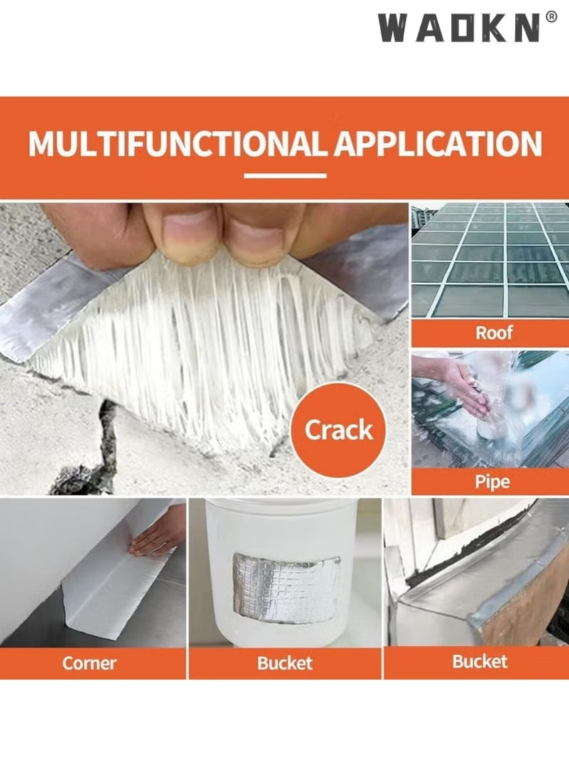 WAOKN Waterproof Patch Duct Tape, Aluminum Foil Butyl Tape for Roof Leak Surface Window Sill Gap Pipe Rupture, Outdoor Waterproof Leak Proof Repair Tape, Super Waterproof Strong Adhesive Tape 10 x 500cm - Image 3