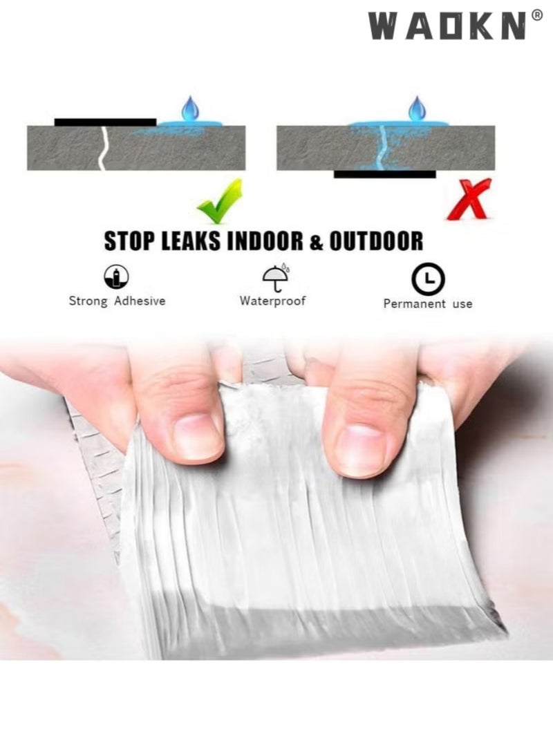 WAOKN Waterproof Patch Duct Tape, Aluminum Foil Butyl Tape for Roof Leak Surface Window Sill Gap Pipe Rupture, Outdoor Waterproof Leak Proof Repair Tape, Super Waterproof Strong Adhesive Tape 10 x 500cm - Image 4
