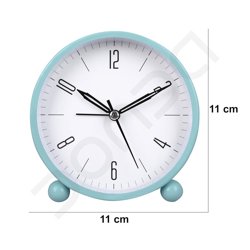 CLEMATIS Analog Alarm Clock 4inch Super Silent Non Ticking Small Clock with Night Light Battery Operated Simple Design for Bedroom Bedside Desk - Image 3