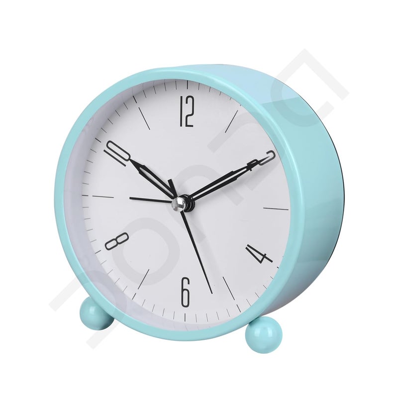 CLEMATIS Analog Alarm Clock 4inch Super Silent Non Ticking Small Clock with Night Light Battery Operated Simple Design for Bedroom Bedside Desk - Image 2