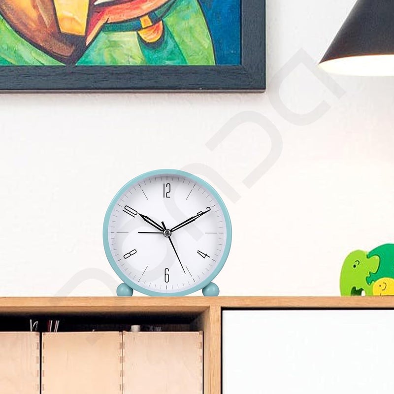 CLEMATIS Analog Alarm Clock 4inch Super Silent Non Ticking Small Clock with Night Light Battery Operated Simple Design for Bedroom Bedside Desk - Image 5