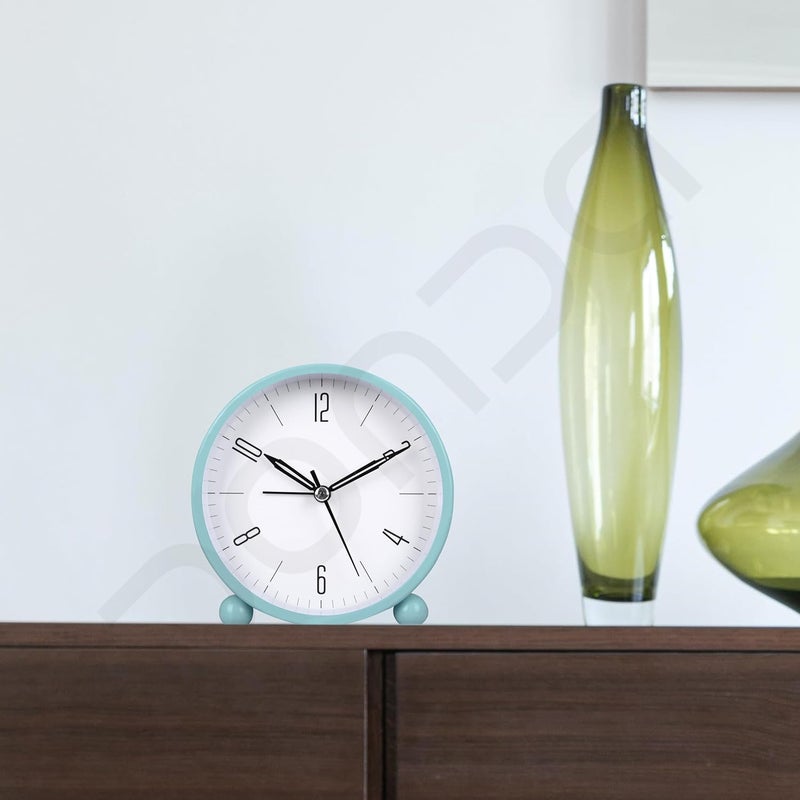CLEMATIS Analog Alarm Clock 4inch Super Silent Non Ticking Small Clock with Night Light Battery Operated Simple Design for Bedroom Bedside Desk - Image 4