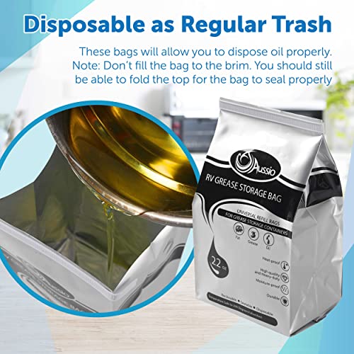 Aussio (15 Pack) Disposable Grease Storage Bags for Cooking Oil, Disposal RV Grease Bags for Kitchen Cooking - Temperature Up to 200℉ - Image 4