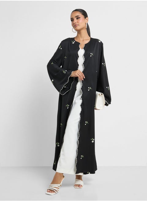 Abaya With Floral Motif