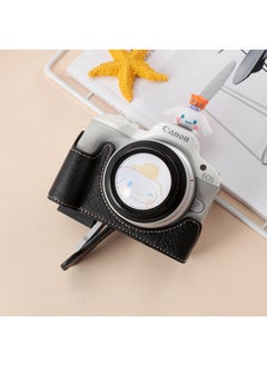 Generic Canon EOSR50 Camera Bag R50 R7 R8 R10 Leather Case Base Removable Battery Camera Case Protective Cover-Color:R50 [Buffalo Pattern PVC] Black  - Image 1