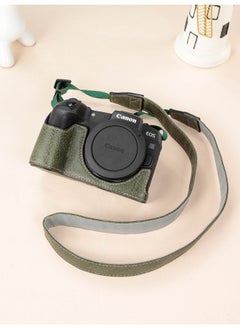 Generic Canon EOSR50 Camera Bag R50 R7 R8 R10 Leather Case Base Removable Battery Camera Case Protective Cover-Color:R50 [Buffalo Pattern PVC] Black  - Image 2