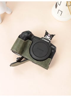 Generic Canon EOSR50 Camera Bag R50 R7 R8 R10 Leather Case Base Removable Battery Camera Case Protective Cover-Color:R50 [Buffalo Pattern PVC] Black  - Image 4