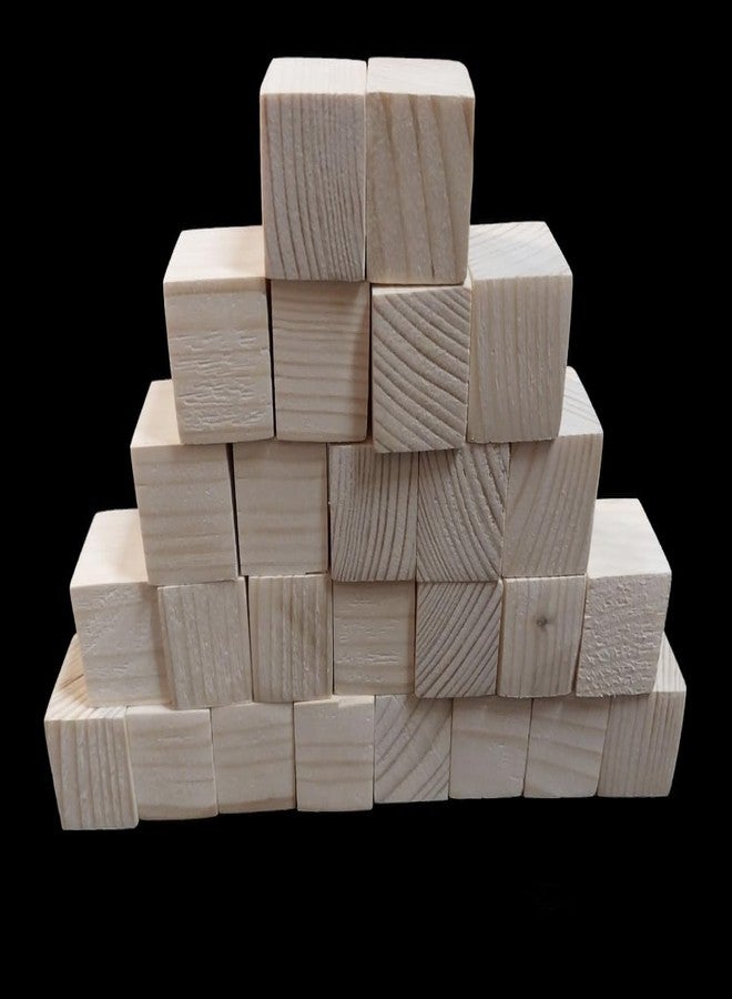 جليتز مكعبات خشبية لأعمال يدوية فنية رائعة، مشاريع مدرسية، مكعبات مربعة من الخشب الطبيعي، 24 قطعة (2 بوصة) - Image 4