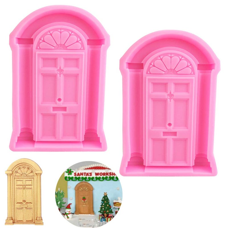 Luckycivia 2 Pack Door Window Silicone Mold Door Shape Baking Mold for Frame Cakes Border Pattern Fondant Decorating Baking Chocolate Candy