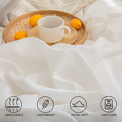 Faincy White Ruffle Duvet Cover King Size, Ruffled Soft Microfiber Comforter Covers Set with Zipper - 3PC 104X90 Lightweight, Farmhouse Bedding Vintage Shabby Chic Rustic Bedroom Style for Women Men - Image 4