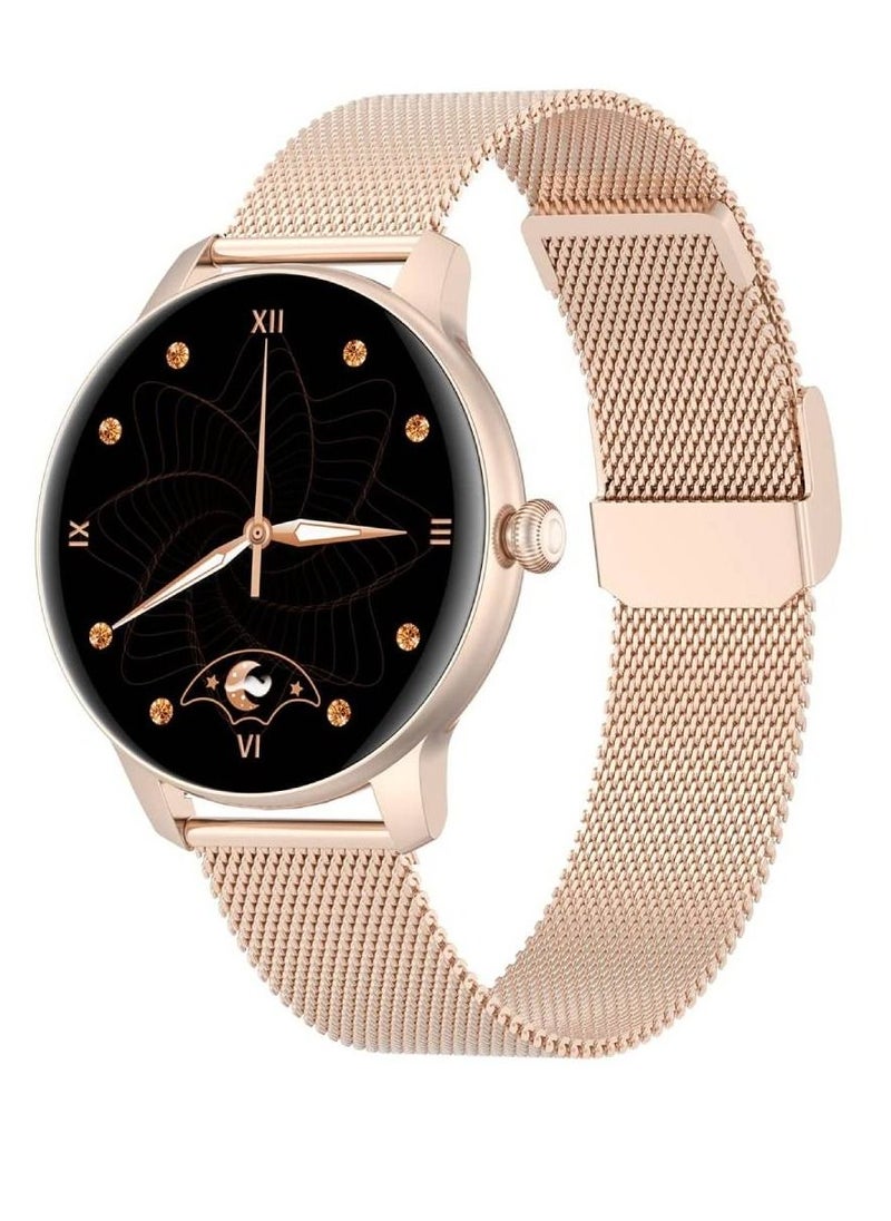 miYou Modern Style Woman Smart Watch with Metal Strap Blood Oxygen Heart Rate Monitor Gold  - Image 1