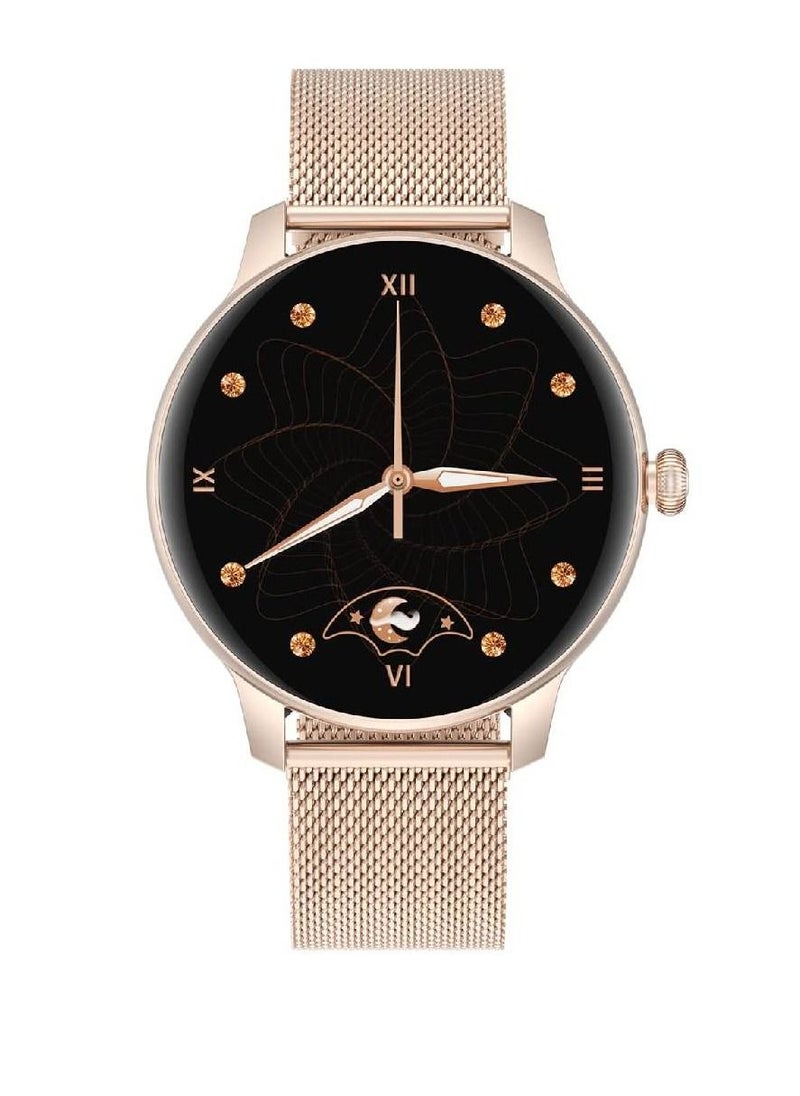 miYou Modern Style Woman Smart Watch with Metal Strap Blood Oxygen Heart Rate Monitor Gold  - Image 3