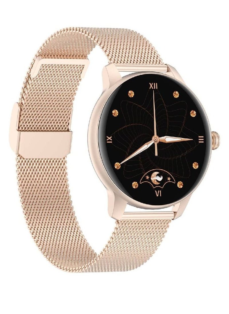 miYou Modern Style Woman Smart Watch with Metal Strap Blood Oxygen Heart Rate Monitor Gold  - Image 2