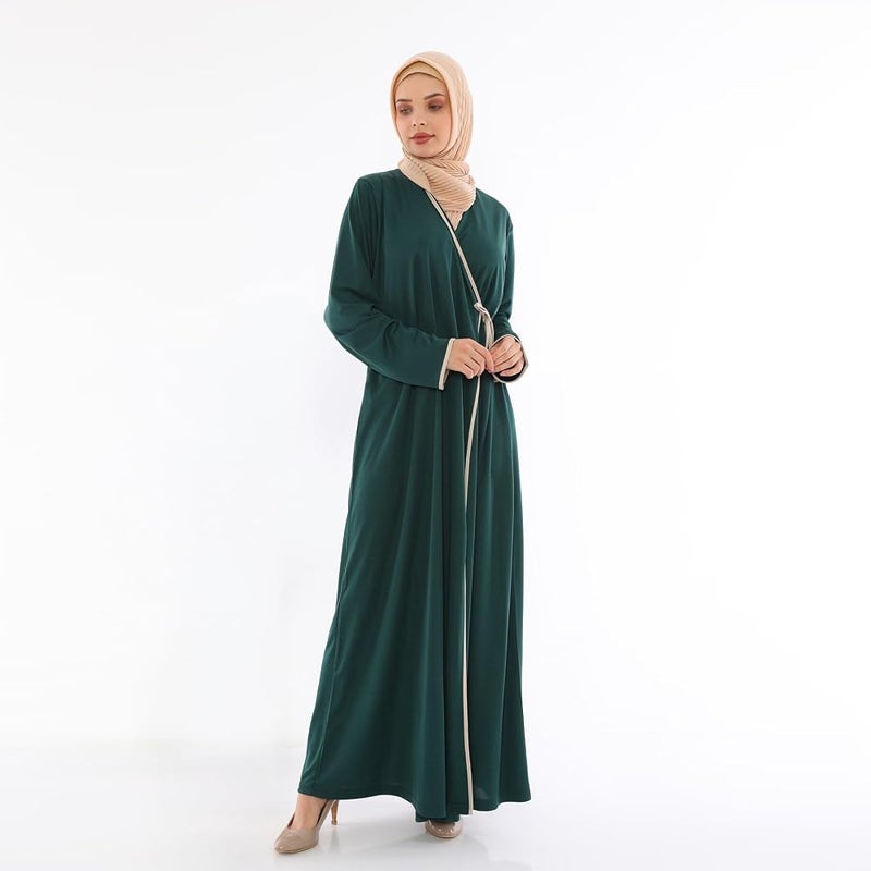 إلانيسا  عباءة نسائية للصلاة بربط جانبي، طول كامل، ملابس إسلامية محتشمة للاستخدام اليومي والديني - Image 2