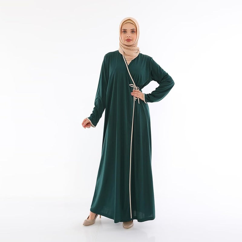 إلانيسا  عباءة نسائية للصلاة بربط جانبي، طول كامل، ملابس إسلامية محتشمة للاستخدام اليومي والديني - Image 1