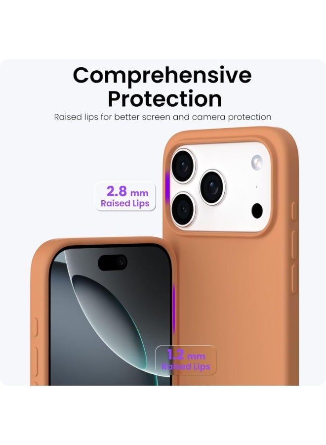 Denx Generic Silicone Case Compatible with iPhone 17 Pro Max, Slim Liquid Silicone Phone Case with 3-Layer Soft Rubber Shockproof Bumper with TPU Lining (Orange) - Image 4