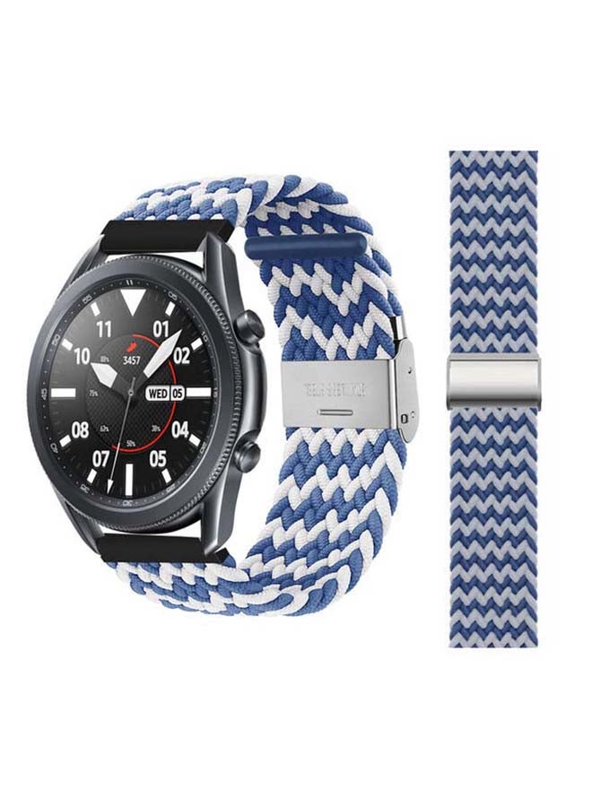 Perfii Adjustable Braided Solo Loop Band for Samsung Galaxy Watch3 45mm Blue/White - Image 1