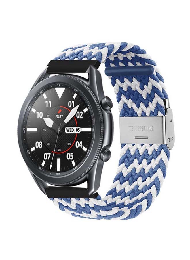 Perfii Adjustable Braided Solo Loop Band for Samsung Galaxy Watch3 45mm Blue/White - Image 2
