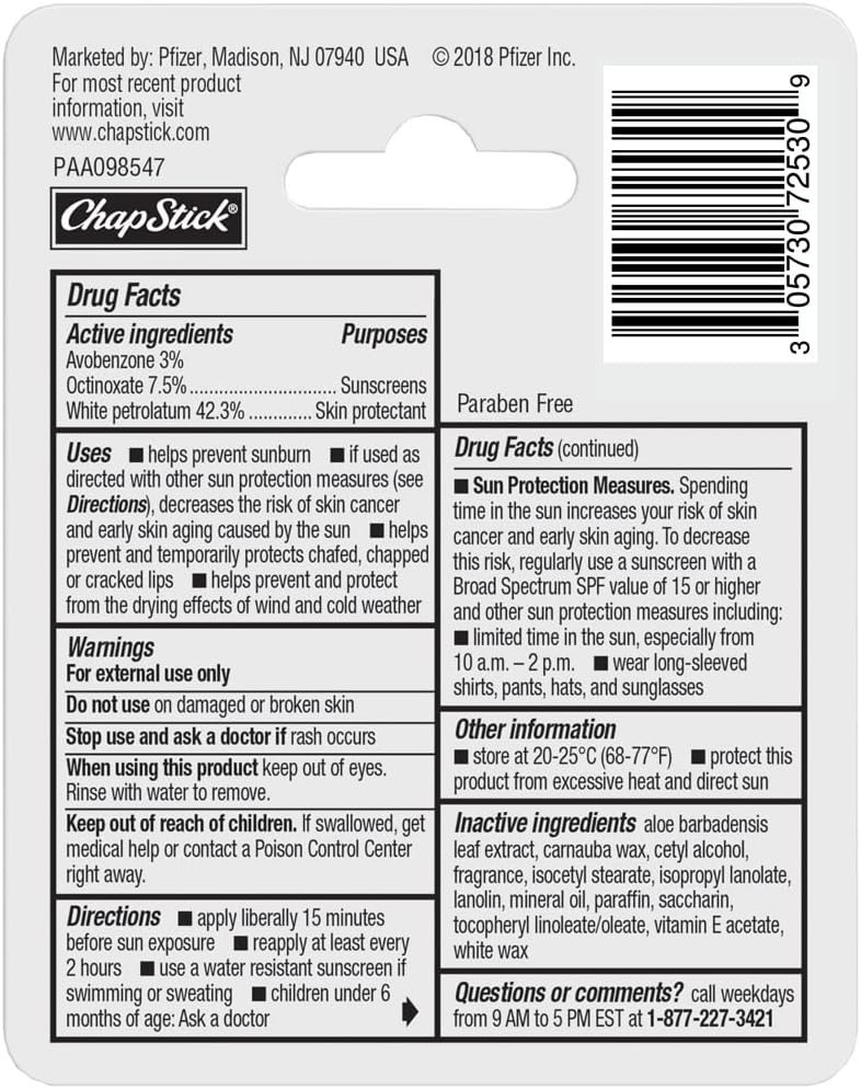 ChapStick Moisturizer Original Lip Balm Tubes, SPF 15 and Skin Protectant - 0.15 Oz (Pack of 3) Low maintenance - Image 3