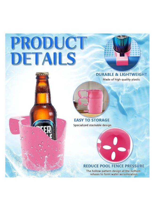 8-Pack Poolside Drink Holders for Above Ground Pools, No-Spill Cup Holders for Drinks, Fits Round Top Bars Up to 2 Inches, Essential Pool Accessories for a Relaxing Swim. - Image 3