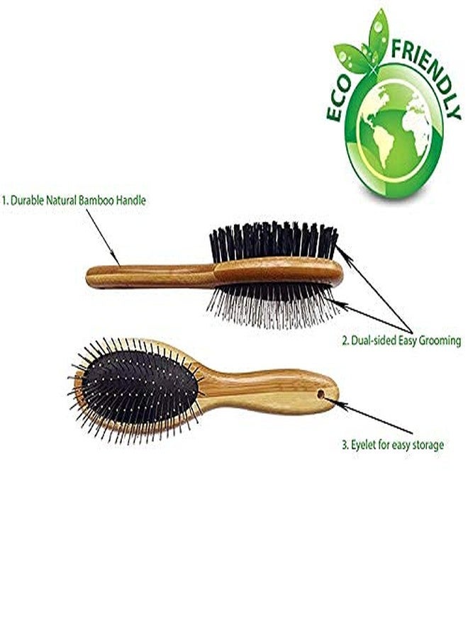 DreamAuro Eco Friendly Wood Pet Grooming & Deshedding Double Sided Pin & Bristle Brush for Long or Short haired Dogs and Cats (Medium Size) - Image 4