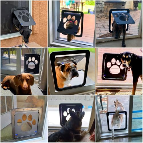 NAMSAN Dog Screen Door, Flap Opening 12 x 14 inches, Dog Door for Screen Door, Magnetic Self-Closing Large Pet Door for Sliding Door, Screen Door with Doggie Door Built in, Lockable, Black - Image 2