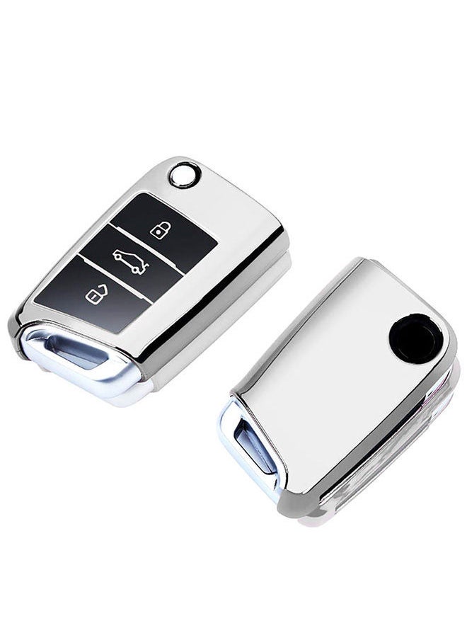 NIBEMINENT - Electroplating Opening Full Coverage Car Key Case With Ring - Image 1