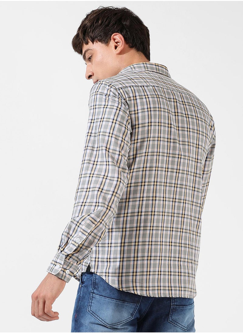 Campus Sutra Campus Sutra Men's Checkered Multicolour Button Up Spread Collar Shirt For Casual Wear | Regular Fit | Cotton Shirt Crafted With Long Sleeve, Comfort Fit & High-Performance For Everyday Wear  - Image 5