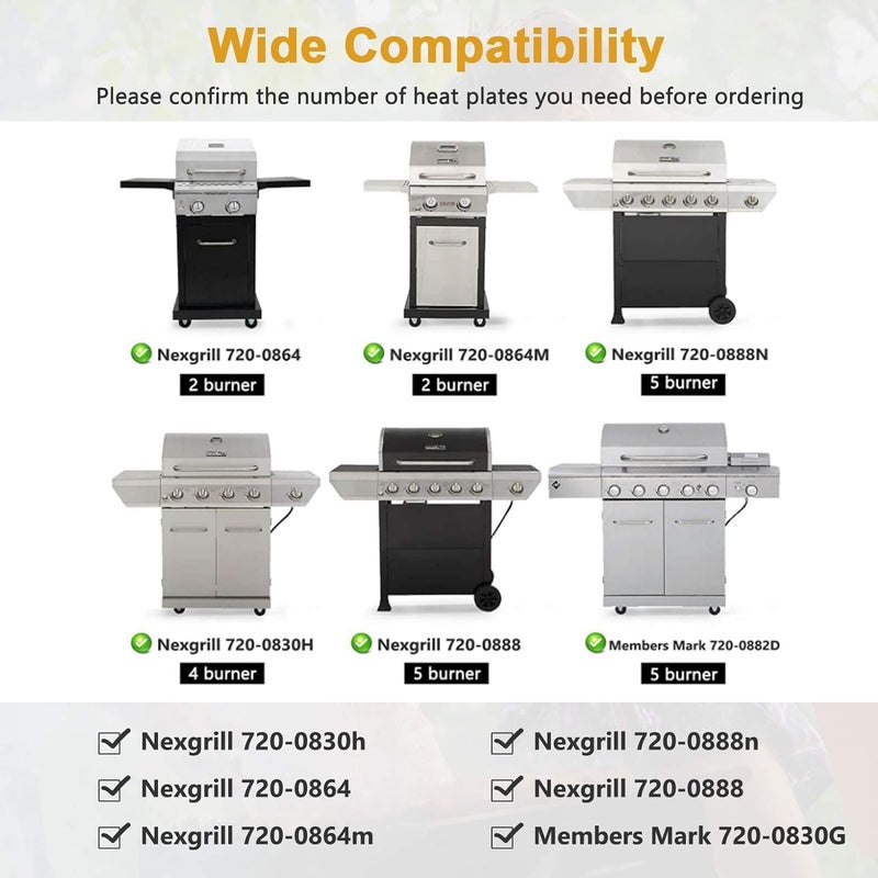 Criditpid Grill Replacement Parts for Nexgrill 2 Burner 720-0864M, 720-0864, 720-0830H, 720-0888N, 720-0864R, Grill Heat Plate Shields, Burners and Igniters for Nexgrill 720-0864M Replacement Parts - Image 2