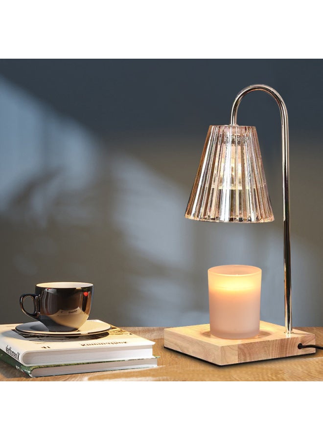 Adjustable Height Aromatherapy Lamp Melting Candle Lamp Timer Dimming Table Home Atmosphere-Specifications:British Version-220V-Size:Walnut Base + Eight-petal Lotus + Dimmer Switch  - Image 2