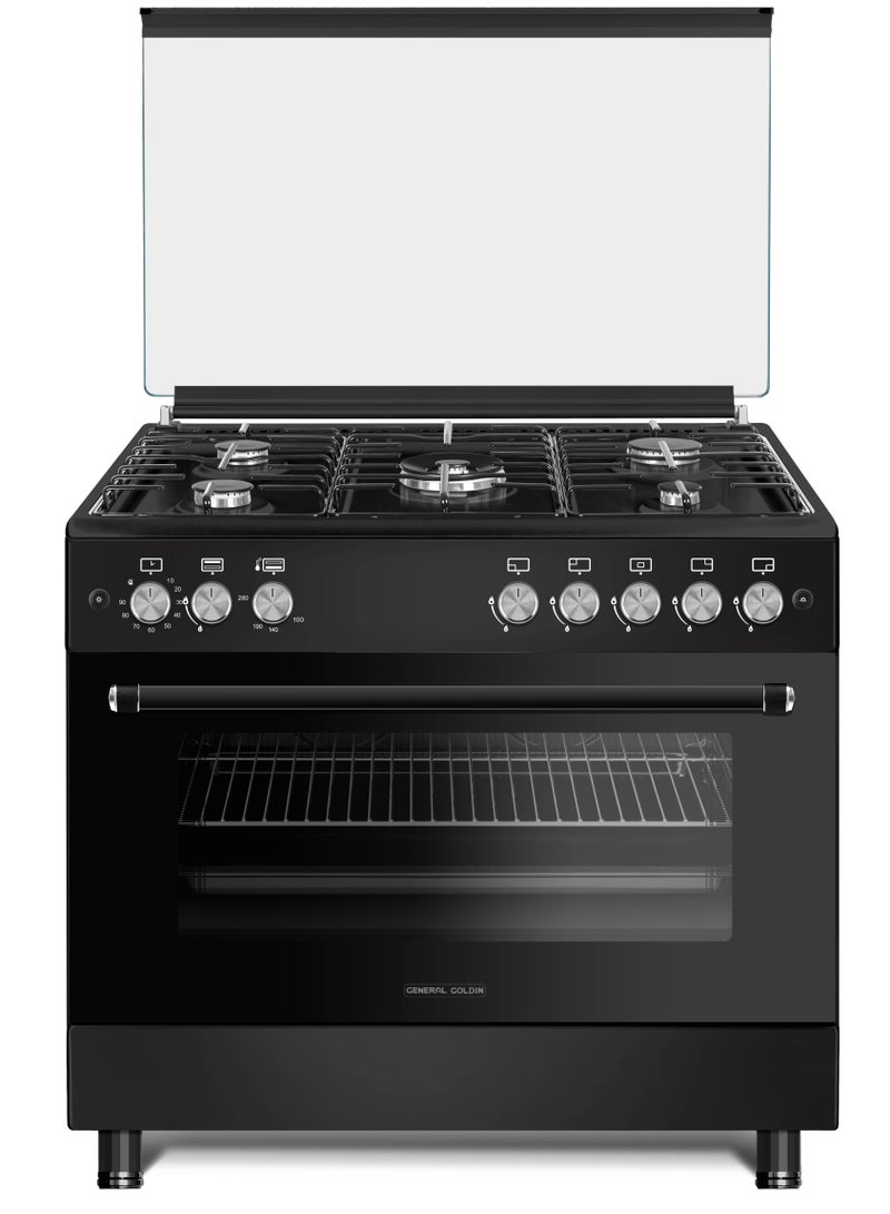 General Goldin General Goldin 90x60cm 5 Burners Freestanding Heavy Duty Matt Black With Grill & Fan Model No GGFC9605-TIMSF9H - Image 3