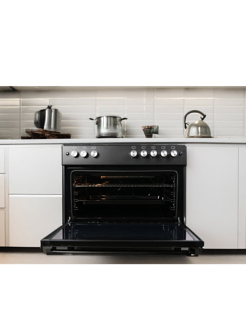 General Goldin General Goldin 90x60cm 5 Burners Freestanding Heavy Duty Matt Black With Grill & Fan Model No GGFC9605-TIMSF9H - Image 2