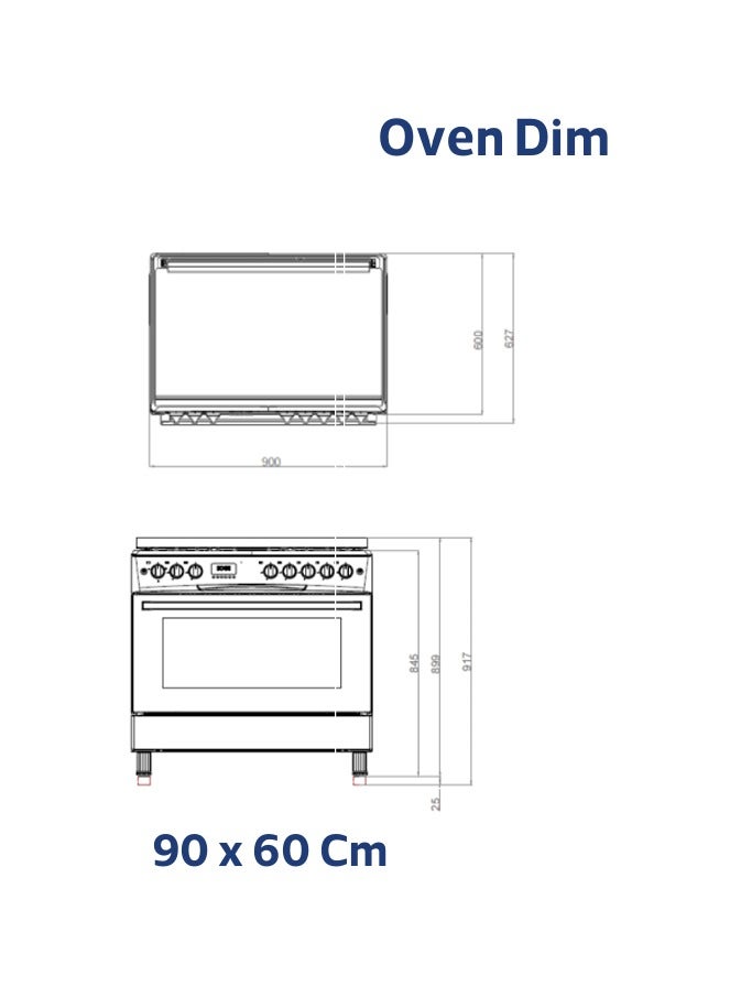 General Goldin General Goldin 90x60cm 5 Burners Freestanding Heavy Duty Matt Black With Grill & Fan Model No GGFC9605-TIMSF9H - Image 4