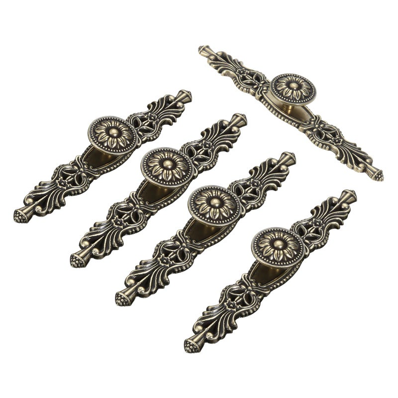 Mgoodoo 67 Knobs Handles with Plate 5PCS Vintage Antique Bronze Door Handle Furniture Knobs Pull for Kitchen Cabinets Cupboard Closet with 30 Screws