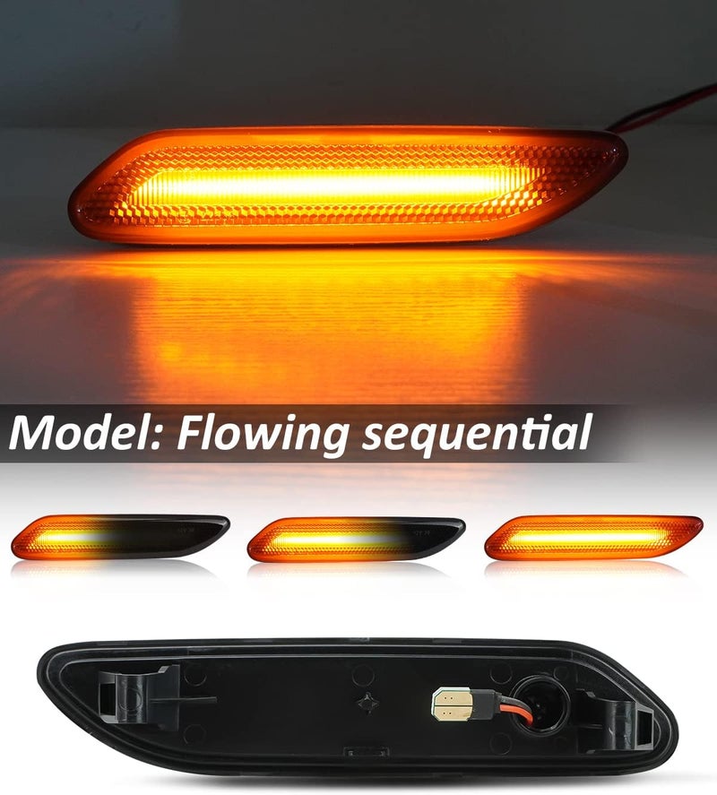 Bestview LED Side Marker Lights Assembly for Mini Cooper R60 R61 Countryman Paceman 2011-2016, Sequential Blink Amber Light Smoked Lens 2PCS - Image 4