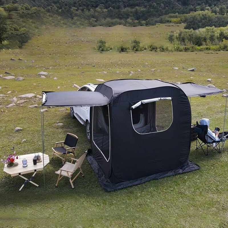 CKJXCVB Tent Outdoor Car Rear Roof Camping Tent Universal SUV Family Multi-function Awning Self-driving Travel Portable Equipment Picnic(Black-Package 1) - Image 4