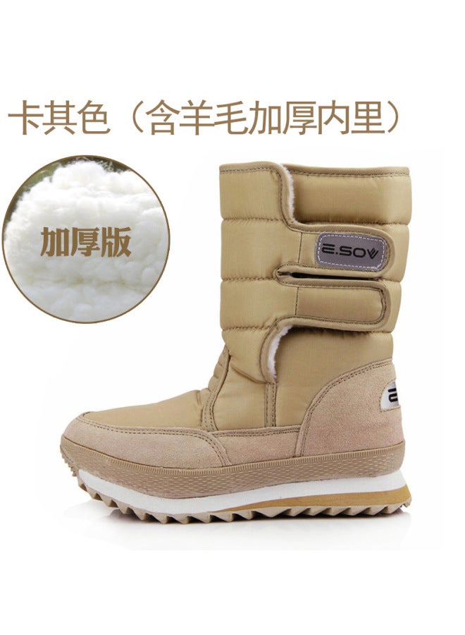 Winter New Arrival Fleece-lined Cotton Boots Waterproof Non-slip Thick-soled Snow Boots Thickened Flat-soled Women's Boots Mid-tube Warm Cotton Shoes