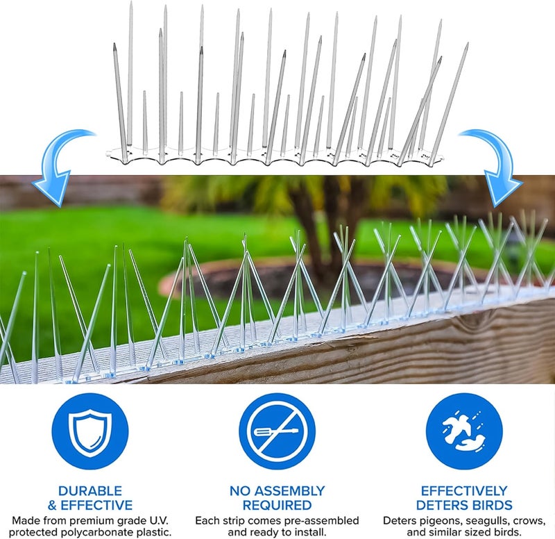 Eightiz (Pack of 20) New Sharp Bird and Pigeon Spikes, Pigeon Control Spikes Anti Bird Plastic Spikes for AC Balcony Railing Window Home Protection from Pigeon Dog Monkey Crow Kabootar Transparent - Image 3
