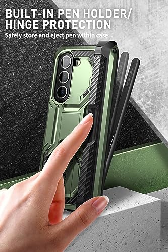 i-Blason Armorbox for Samsung Galaxy Z Fold 5 Case with Pen Holder & 3 Silicone Pen Covers, Full Body Protective Bumper Case with Built-in Screen Protector & Kickstand (Dark Green) - Image 5