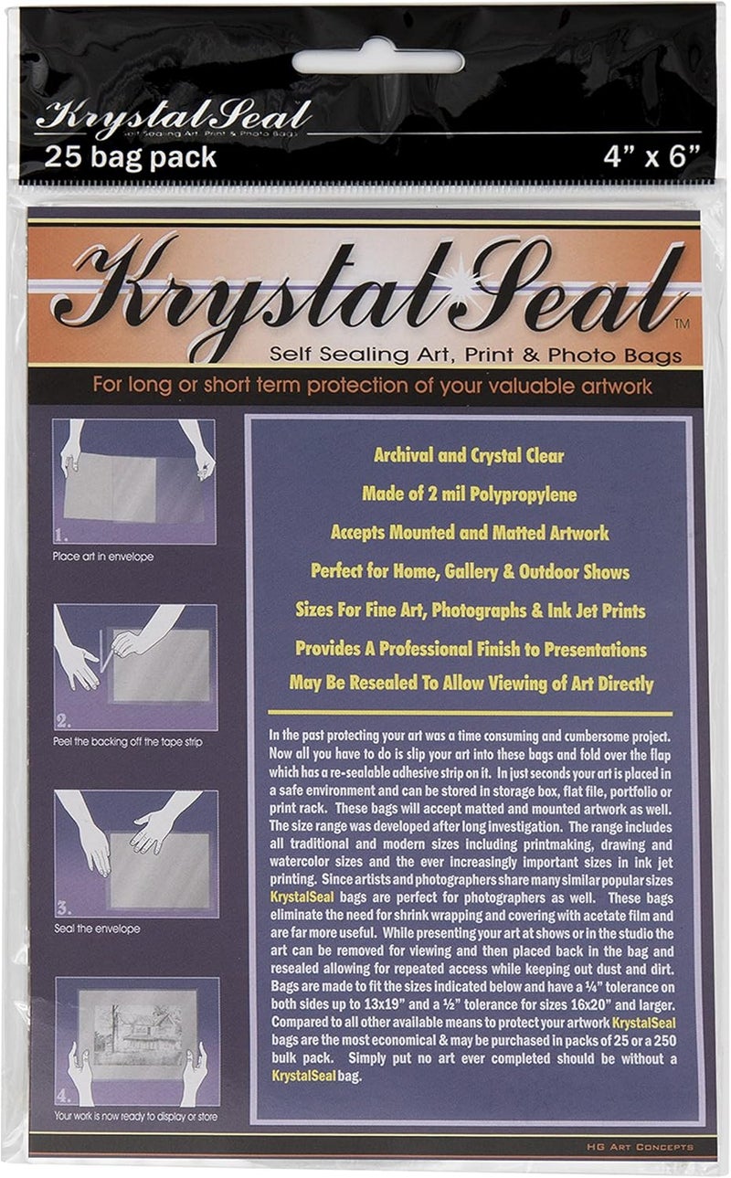 Creative Mark Krystal Seal ATC Art and Photo Bags - Archival Polyethylene Sealing Bags for Paintings, Artwork and Photo Storage - 4 x 6- Pack of 25 - Image 1