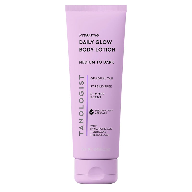 Tanologist Hydrating Daily Glow Body Lotion- Medium/Dark, Buildable & Transfer-Proof Gradual Self Tanner, Summer Fragrance, Natural Not Orange, Lasts 7 Days, Vegan Clean Formula, 8.45 fl oz - Image 1