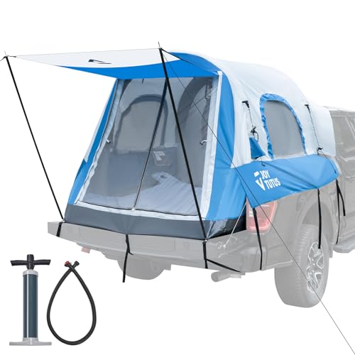 JOYTUTUS Inflatable Truck Bed Tent with Awning, Includes Air Pump for Quick 30 S Setup, Dual-use Pickup Tent or Camping Tent for 2 Person, 5.5'-6' Truck Tent with Waterproof Roof Shade and 3 Windows - Image 1