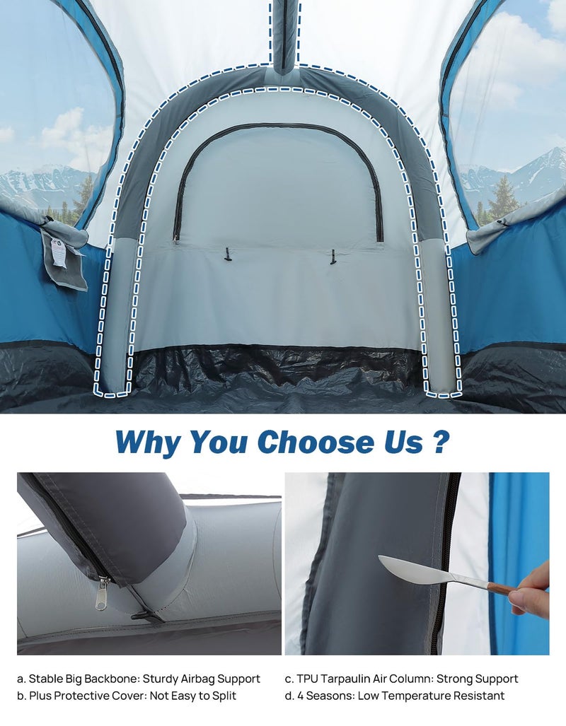 JOYTUTUS Inflatable Truck Bed Tent with Awning, Includes Air Pump for Quick 30 S Setup, Dual-use Pickup Tent or Camping Tent for 2 Person, 5.5'-6' Truck Tent with Waterproof Roof Shade and 3 Windows - Image 4