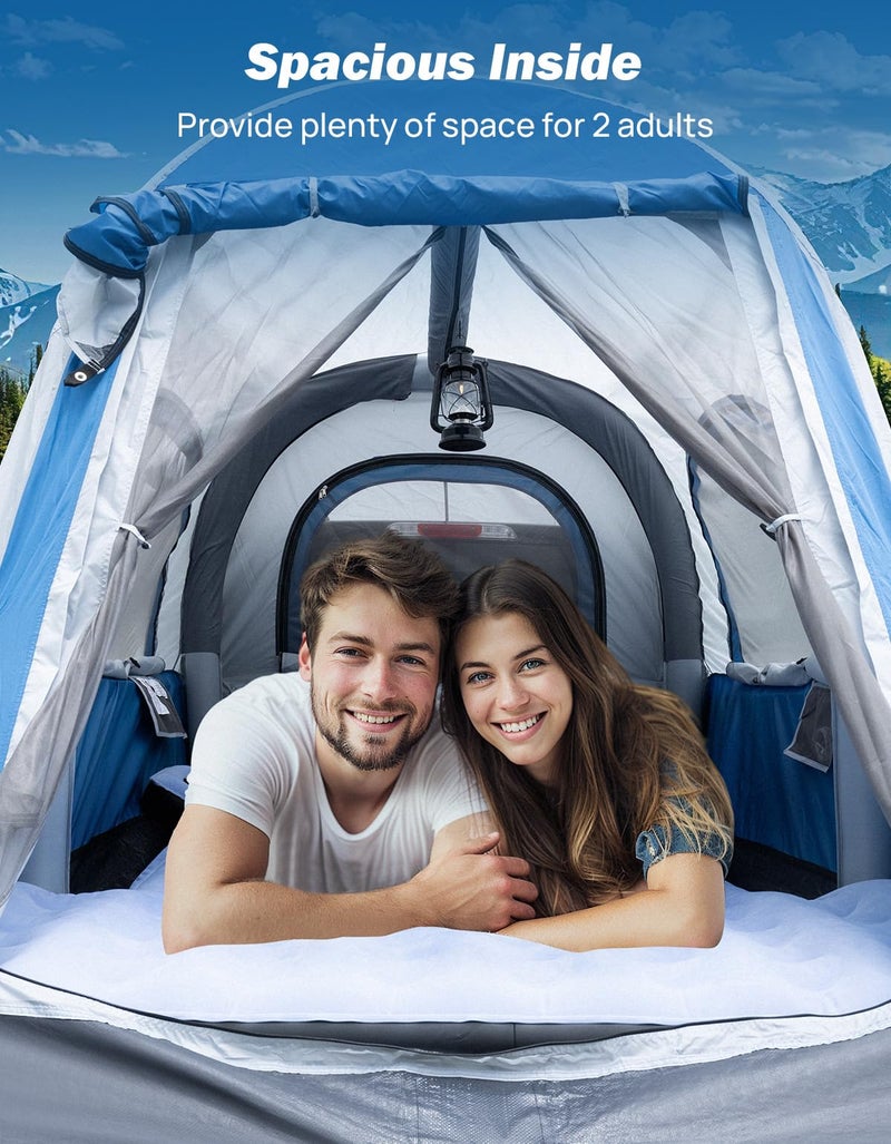 JOYTUTUS Inflatable Truck Bed Tent with Awning, Includes Air Pump for Quick 30 S Setup, Dual-use Pickup Tent or Camping Tent for 2 Person, 5.5'-6' Truck Tent with Waterproof Roof Shade and 3 Windows - Image 5