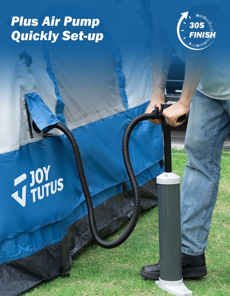 JOYTUTUS Inflatable Truck Bed Tent with Awning, Includes Air Pump for Quick 30 S Setup, Dual-use Pickup Tent or Camping Tent for 2 Person, 5.5'-6' Truck Tent with Waterproof Roof Shade and 3 Windows - Image 3