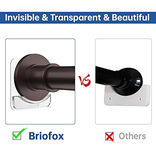 BRIOFOX Adhesive Shower Curtain Rod Holder | No Drilling | Invisible Wall Mount Holder | Transparent Rod Retainer, 2 Pack(Rod Not Included) - Image 2